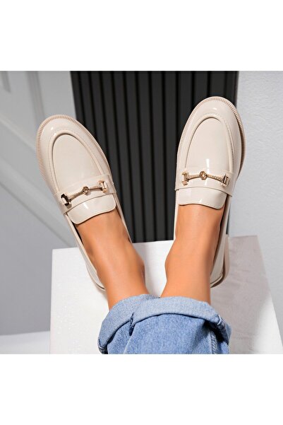 Joana Γυναικεία Casual Παπούτσια Μπεζ Λουστρίνι Esvin