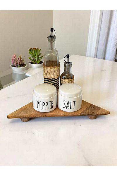 CHANCE GİFT Marble Footed Wooden Riser Organizer Cheese and Presentation Plate Triangle Footed Wooden Stand