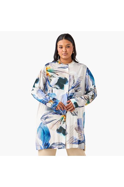 Ulla Popken Floral Long Sleeve Shirt