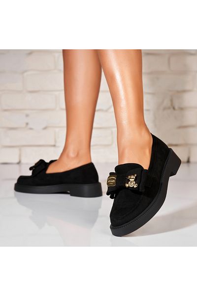 Joana Women's Casual Shoes Black Made of Eco-Suede Leather Lucely
