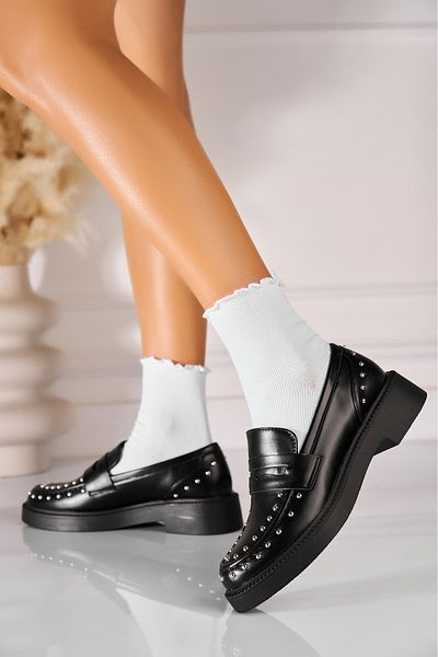 Joana Women's Casual Black Shoes Made of Akeria Ecological Leather