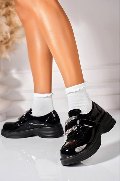 Joana Women's Casual Black Shoes Made of Patent Leather Kamela