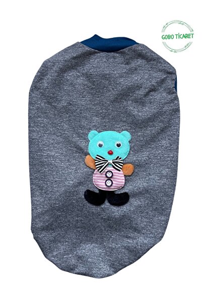 Gobo Gray Cat/Dog Outfit with Green Teddy Bear Accessory Xxlarge
