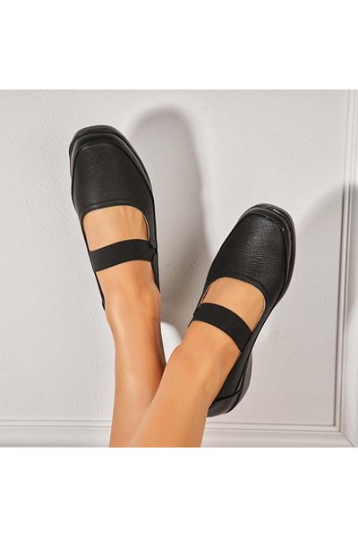 Joana Women's Casual Black Shoes Made of Amia Ecological Leather