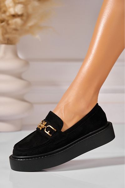 Joana Women's Casual Black Shoes Made of Daelia Eco-Suede Leather