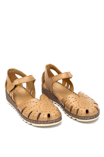 Ayakkabı Fuarı Women's Orthopedic Flat Sandal - Elit Rhm204-K Dere, Smooth Leather