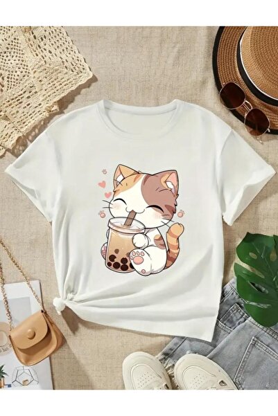 BEBEĞİME ÇORAP Κοριτσίστικο μπλουζάκι με κοντό μανίκι με λαιμόκοψη γάτα