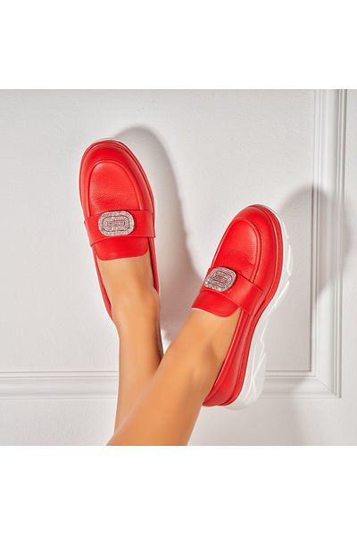Joana Women's Casual Red Shoes Made of Ecological Leather Alayah