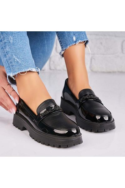 Joana Women's Casual Black Shoes Made of Lazera Patent Leather