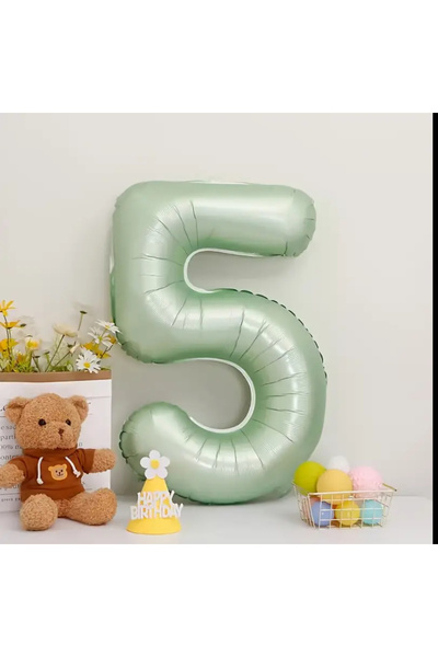 Partifabrik Sage Color Retro Number Balloon 5 Numbers 80 cm