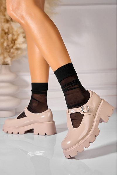 Joana Women's casual shoes Nude made of ecological patent leather Jolia3