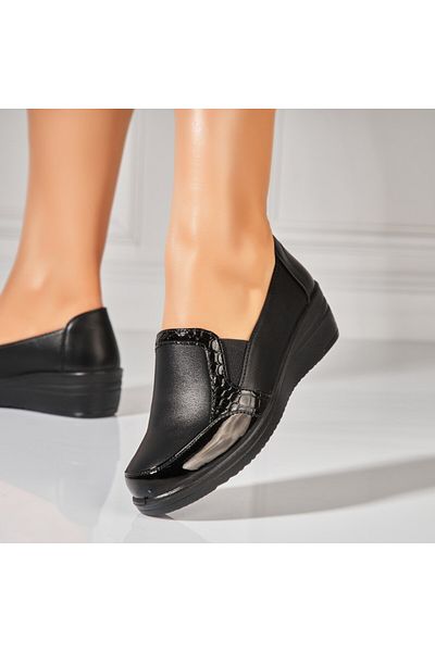 Joana Women's Casual Black Shoes Made of Amilia Ecological Leather
