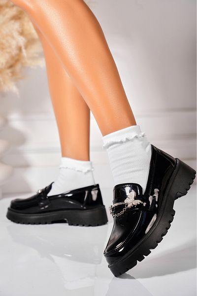 Joana Women's Casual Black Shoes Made of Ecological Patent Leather Arwa