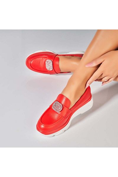 Joana Women's Casual Red Shoes Made of Ecological Leather Alayah