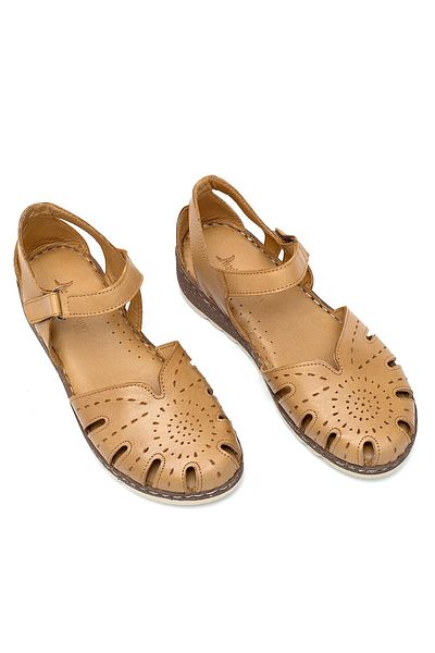 Ayakkabı Fuarı Women's Orthopedic Flat Sandal - Elit Rhm204-K Dere, Smooth Leather