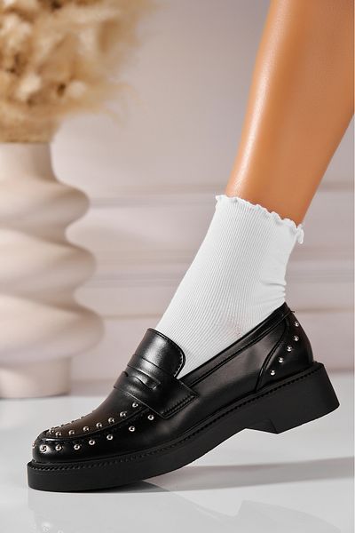 Joana Women's Casual Black Shoes Made of Akeria Ecological Leather