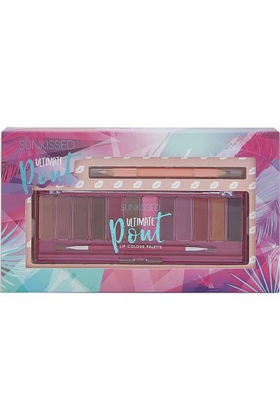 Sunkissed Paleta machiaj buze, Sunkissed, Ultimate Pout, 12 rujuri, creion si pensula aplicare
