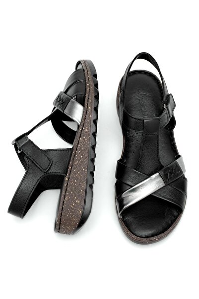 Ayakkabı Fuarı Elit Rhm207 Жіночі ортопедичні сандалі з натуральної шкіри, чорні