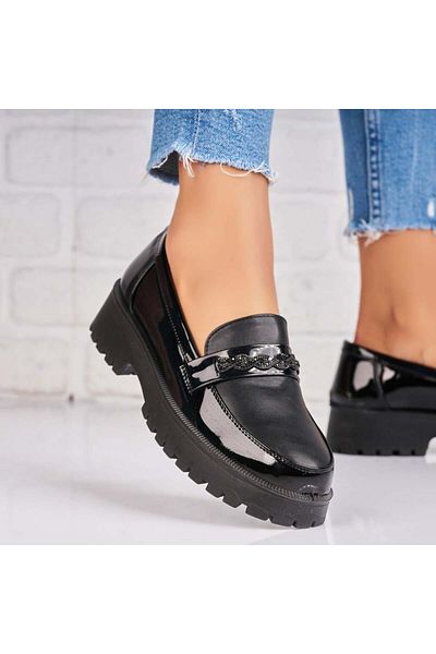 Joana Women's Casual Black Shoes Made of Lazera Patent Leather