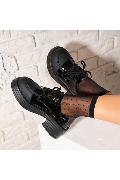 Joana Pantofi dama casual Negri din Piele Ecologica Lacuita Patsy