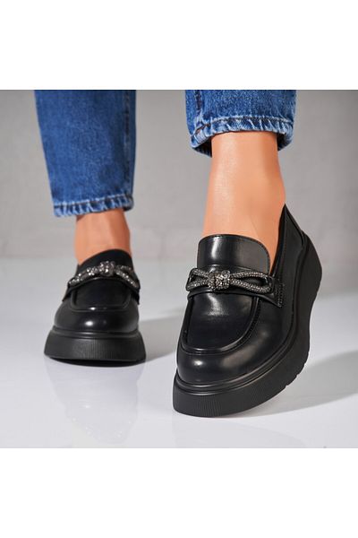 Joana Women's Casual Black Shoes Made of Aryn Ecological Leather