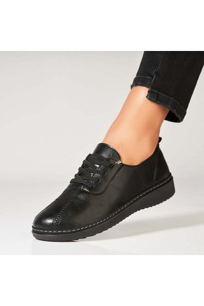 Joana Women's Casual Black Shoes Made of Emmere Ecological Leather