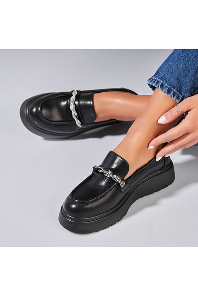 Joana Women's Casual Shoes Black Made of Rena Eco-Leather