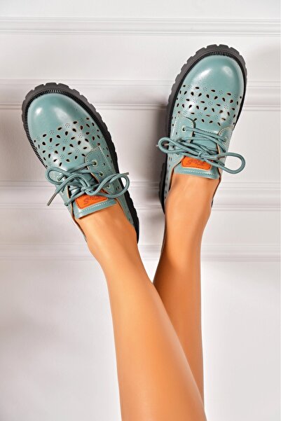 Joana Γυναικεία casual πράσινα παπούτσια από οικολογικό δέρμα Sanyla