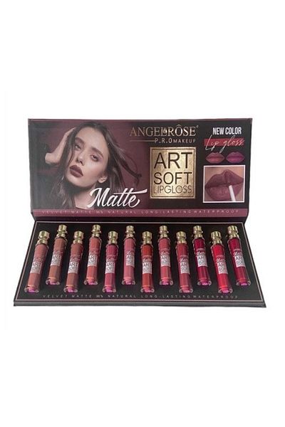 Makeup Sada 12 Rujuri de Buze Mate si Rezistente, Angel Rose, Art Soft Waterproof, Natural Velvet Matte