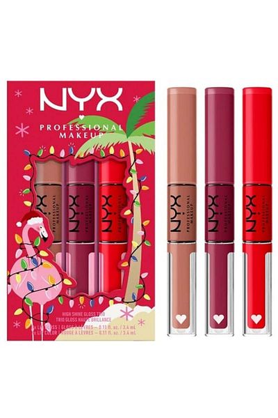 NYX Sada 3 rtěnek rujuri buze, NYX, Dárková sada High Shine Loud Trio, 01