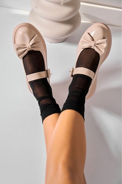 Joana Women's Casual Nude Shoes Made of Ecological Patent Leather Dyanni2
