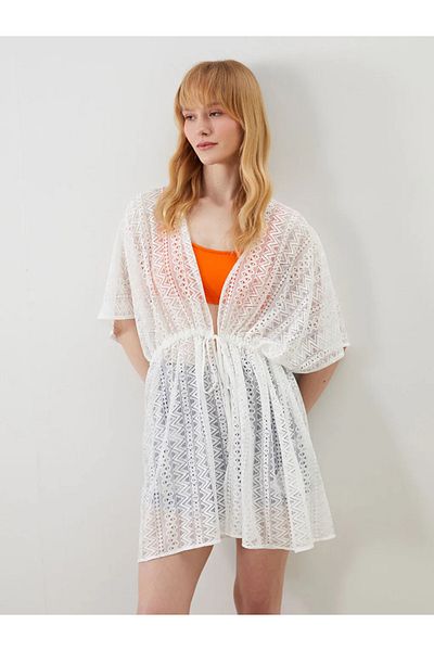 LC Waikiki LCW DREAM Φόρεμα παραλίας με λευκό σάλι με δαντέλα