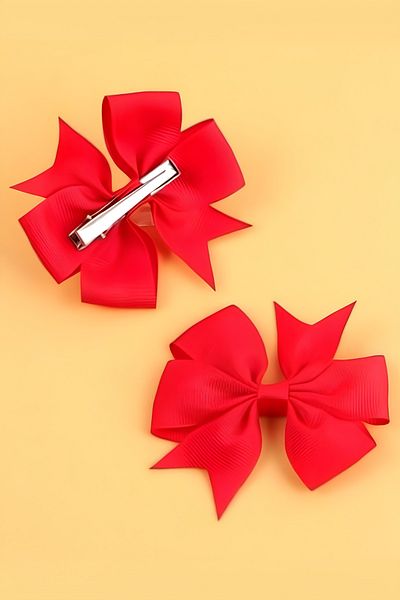 PREGIO حزمة من 2 مشبك من الساتان على شكل فيونكة Grosgrain