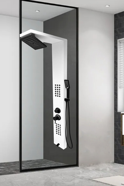 Jet Banyo Victoria Beyaz Premium Lena Mafsallı Masajlı Duş Paneli , Duş Seti ...