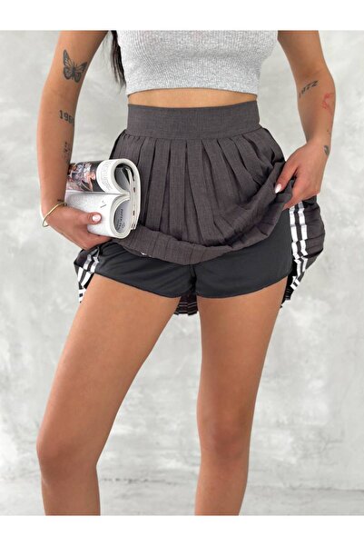 By Kuzey Aras Pleated Mini Skirt with Linen Shorts - Venus Chic