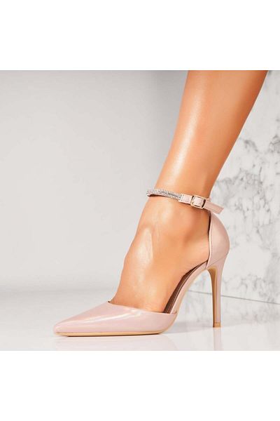 Joana Pantofi dama stiletto Roz Auriu din Piele Ecologica Deka