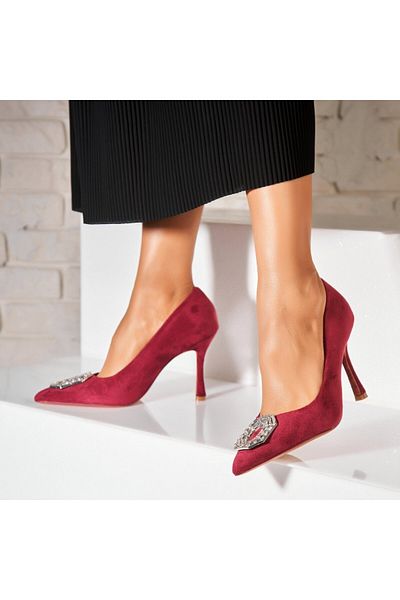 Joana Women's stiletto shoes in burgundy eco-leather Davyn
