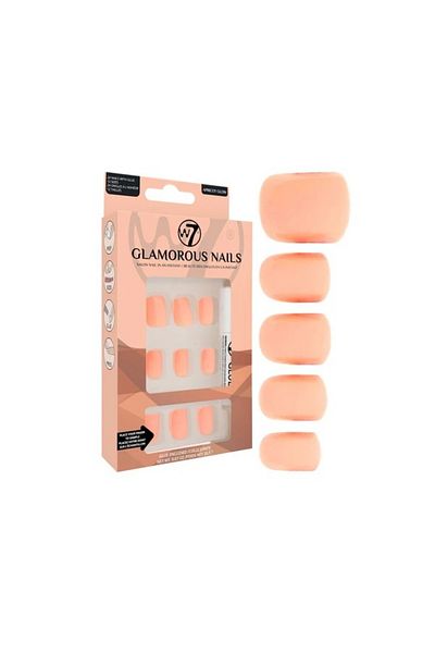 w7 Set Unghii False, W7, Glamorous Nails, Apricot Glow, 24 Bucati, Lipici inclus