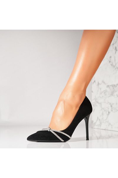 Joana Pantofi dama stiletto Negri din Piele Ecologica Intoarsa Tavery