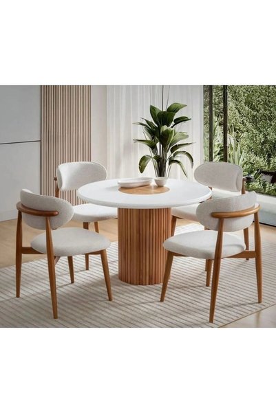iclalofis Ahşap polo sandalye 4 adet glossmax çizilmez masa