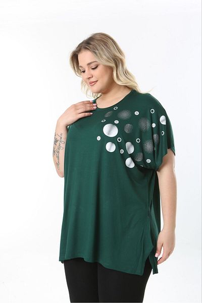 tıgersıze Women's Large Size Oversize Model Patterned Soft Fabric Viscos Bluz
