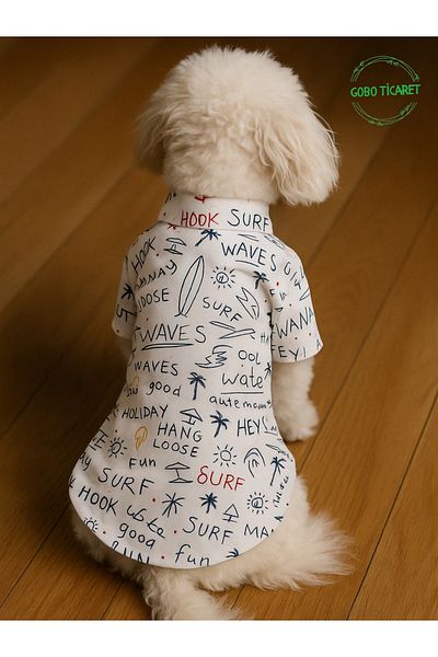 Goboticaret Surf Themed Cute Red Ribbon Cat Dog Outfit Dress