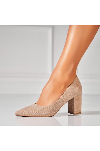 Joana Women's Rose Gold Heeled Shoes in Crosley Textile