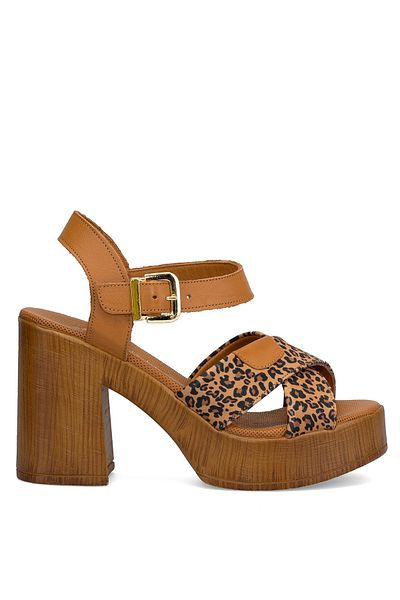 Ayakkabı Fuarı Elit Dke-31 S-472 Women's Genuine Leather Heeled Sandals Brown