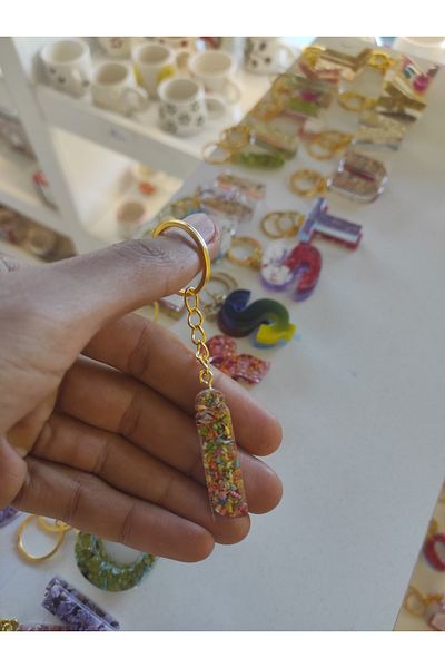 Home Epoxy Gift Keychain Letter "I"