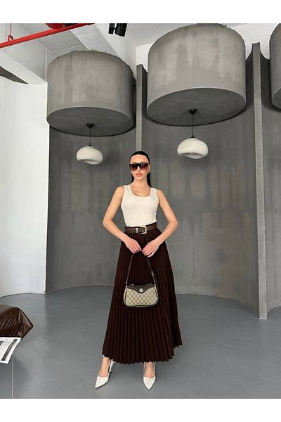Julidress Πικέ φούστα με ελαστική μέση Bitter Brown Premium