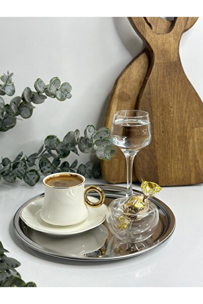 Home Paslanmaz Çelik Kahve Sunum Tepsisi Yuvarlak