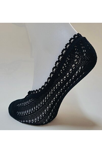 ALYA Women's Mesh Lace 10 Piece Cotton Invisible Ballerina Socks Black