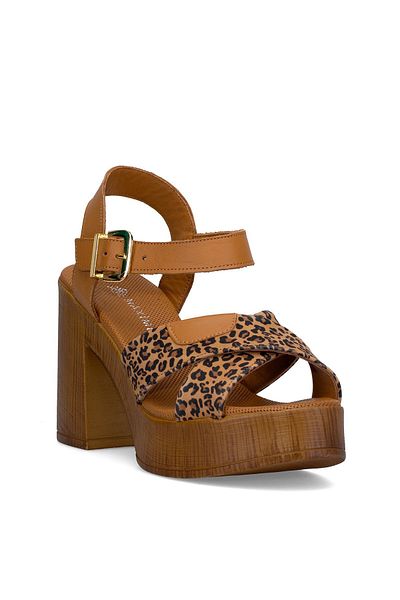 Ayakkabı Fuarı Elit Dke-31 S-472 Women's Genuine Leather Heeled Sandals Brown