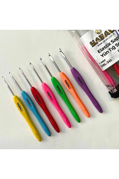 TıkTık AL Örgü Yünü Tığ Seti 2-2,5-3-3,5-4-4,5-5 Mm Silikon Saplı 7 Adet Tığ Ve Çantası